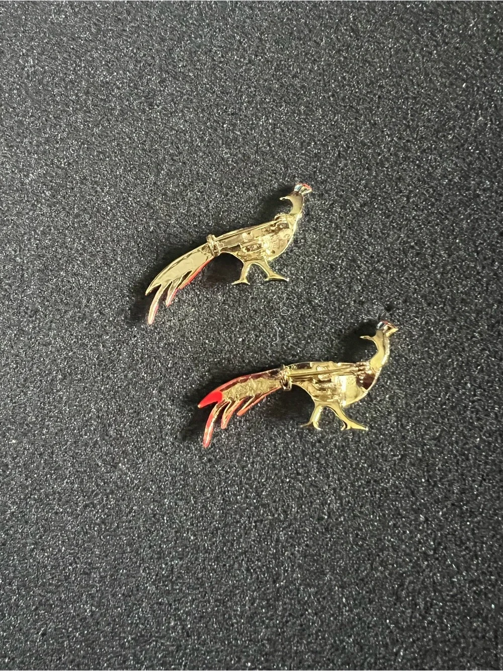 Vintage Peacock Bird Pins Brooches Set of 2